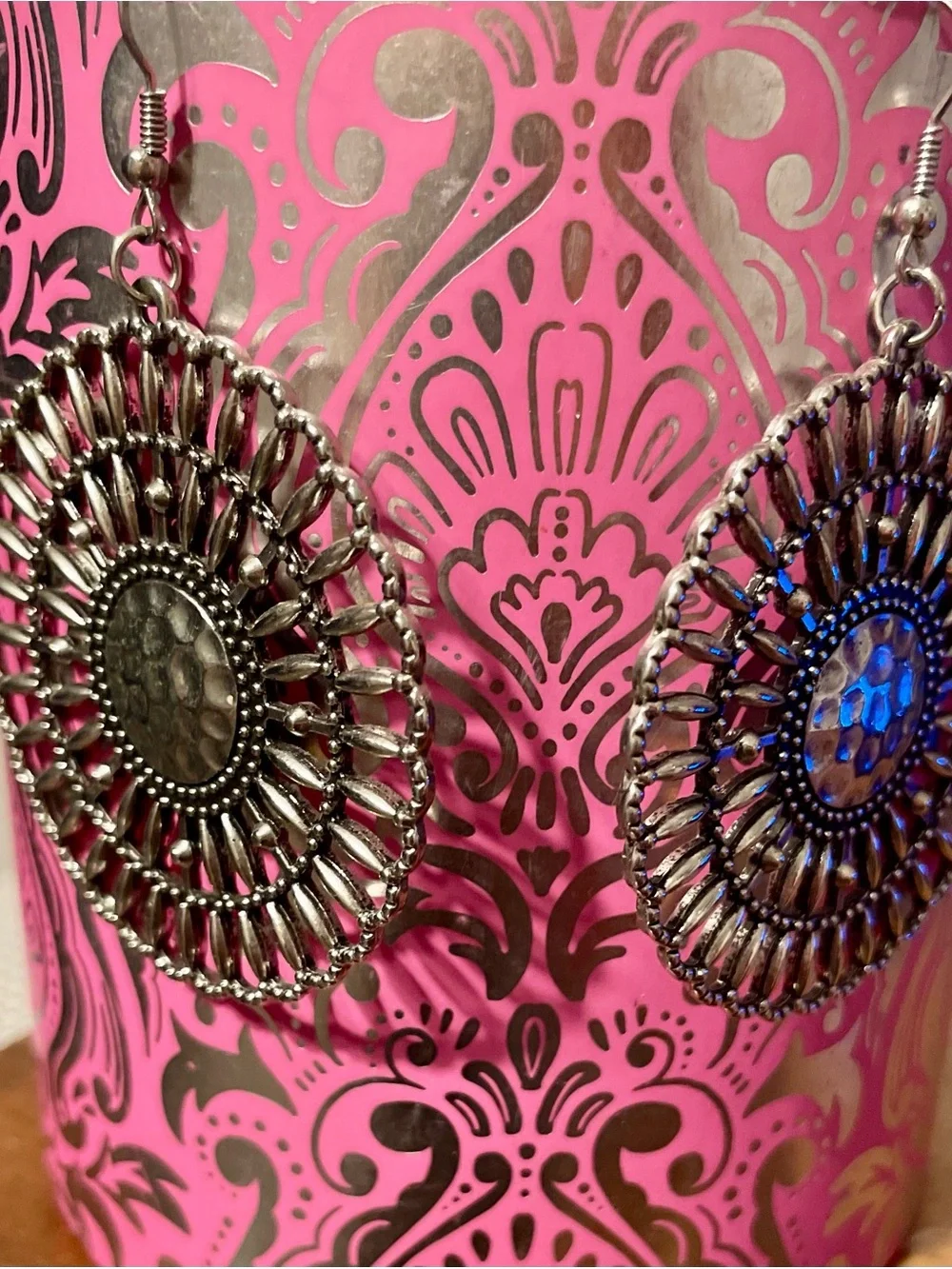 Silver METAL Filigree Circle Drop Earrings - Women Accessories